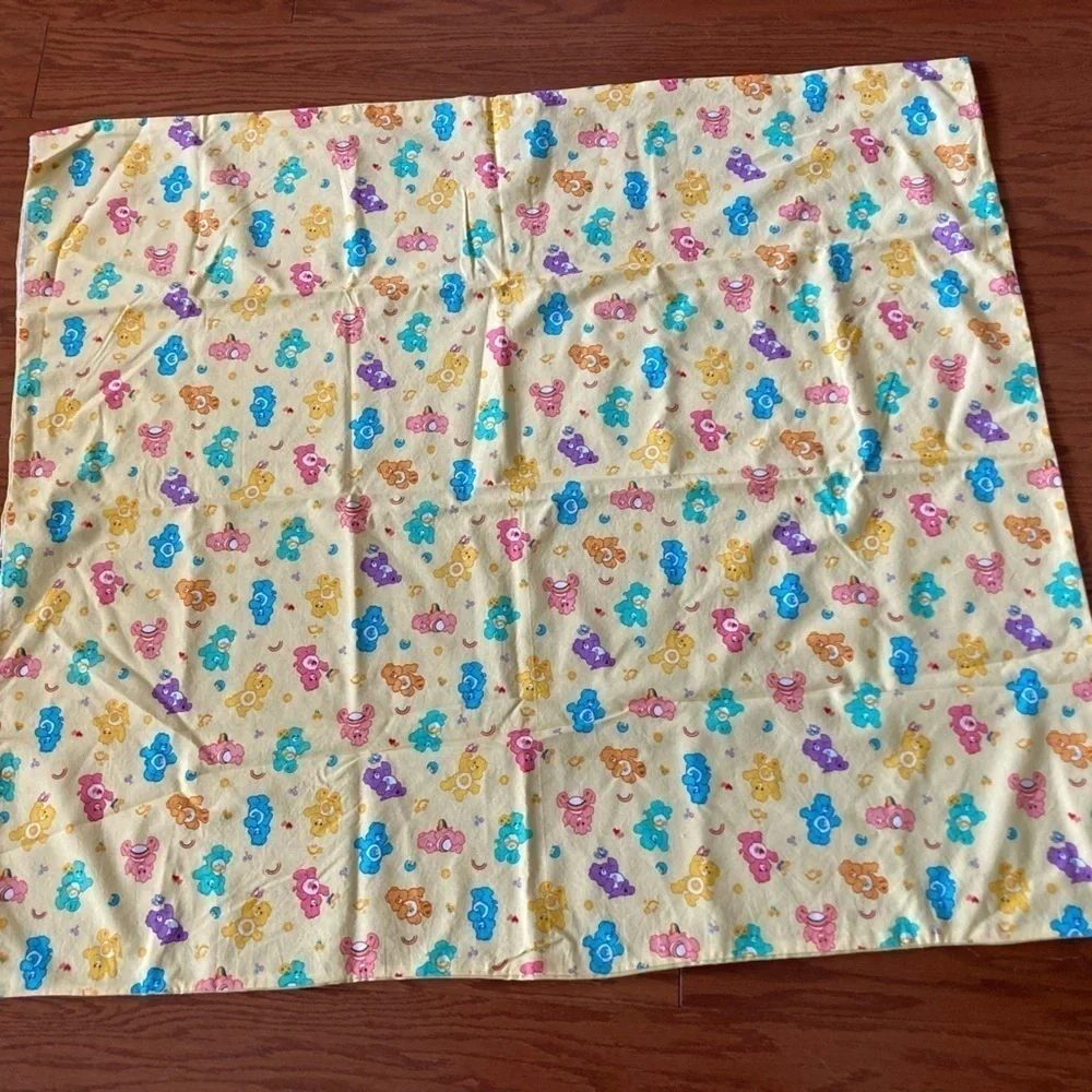 Vintage handmade Care Bears Baby Blanket Mat 40” x 35”